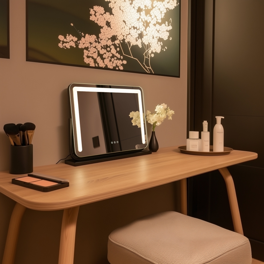 BRILAGI - Miroir de maquillage LED à intensité variable CALIFORNIA LED/22W/230V 3000/4000/6500K 58x43 cm noir