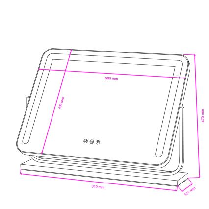 BRILAGI - Miroir de maquillage LED à intensité variable CALIFORNIA LED/22W/230V 3000/4000/6500K 58x43 cm noir
