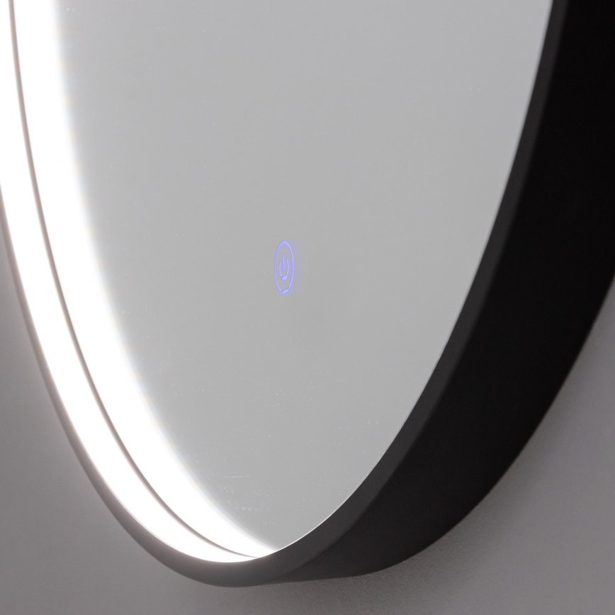 Brilagi - Miroir de salle de bains LED PALANZO LED/19W/230V Ø 60 cm noir IP44 IRC 90 dimmable + CCT (température de couleur réglable)