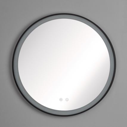 Brilagi - Miroir chauffant de salle de bains LED dimmable avec rétroéclairage ALU PRO LED/18W/230V Ø 60 cm 3000/4000/6500K IP44 noir CRI 90