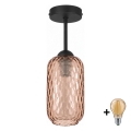 BRILAGI - LED Plafonnier à montage apparent RETRO GLASS 1xE27/60W/230V Ø 14 cm noir/brun fumé