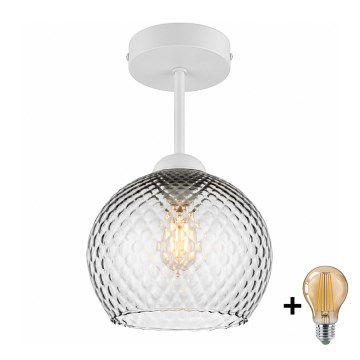 BRILAGI - LED plafonnier à montage en surface RETRO GLASS 1x E27/60W/230V, Ø 18 cm blanc/gris fumé