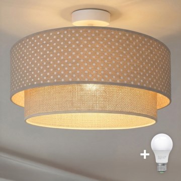 Brilagi-LED Plafonnier affleurant BOHO BOBO 1xE27/60W/230V Ø 40 cm, motif à pois beige/crème