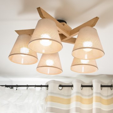 Brilagi - LED  Plafonnier ANTHONY 5xE14/40W/230V chêne/beige