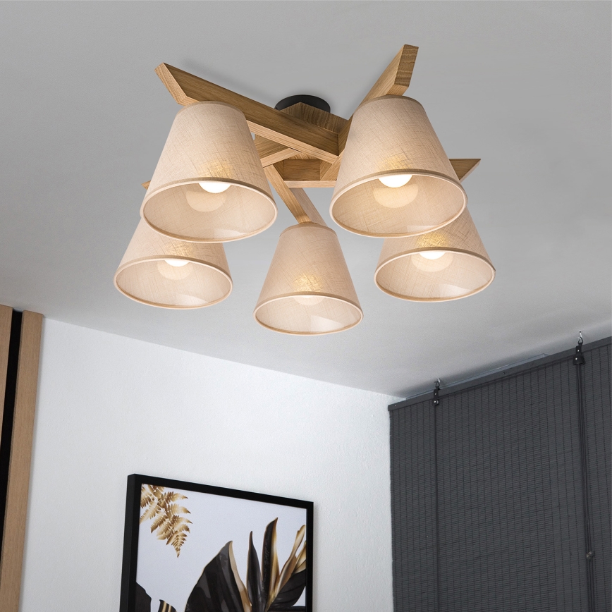 Brilagi - LED  Plafonnier ANTHONY 5xE14/40W/230V chêne/beige