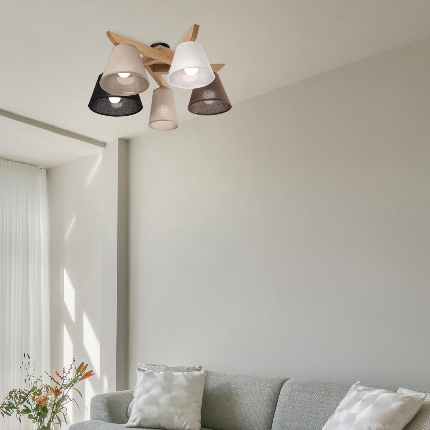 Brilagi - LED  Plafonnier ANTHONY 5xE14/40W/230V chêne