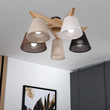 Brilagi - LED  Plafonnier ANTHONY 5xE14/40W/230V chêne