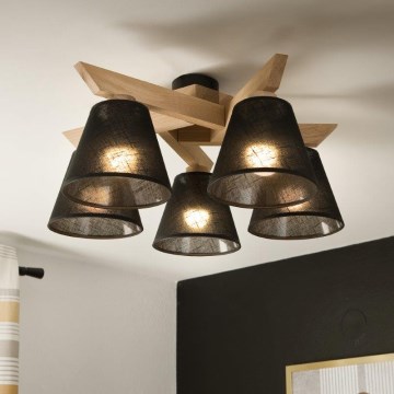 Brilagi - LED  Plafonnier ANTHONY 5xE14/40W/230V chêne/noir
