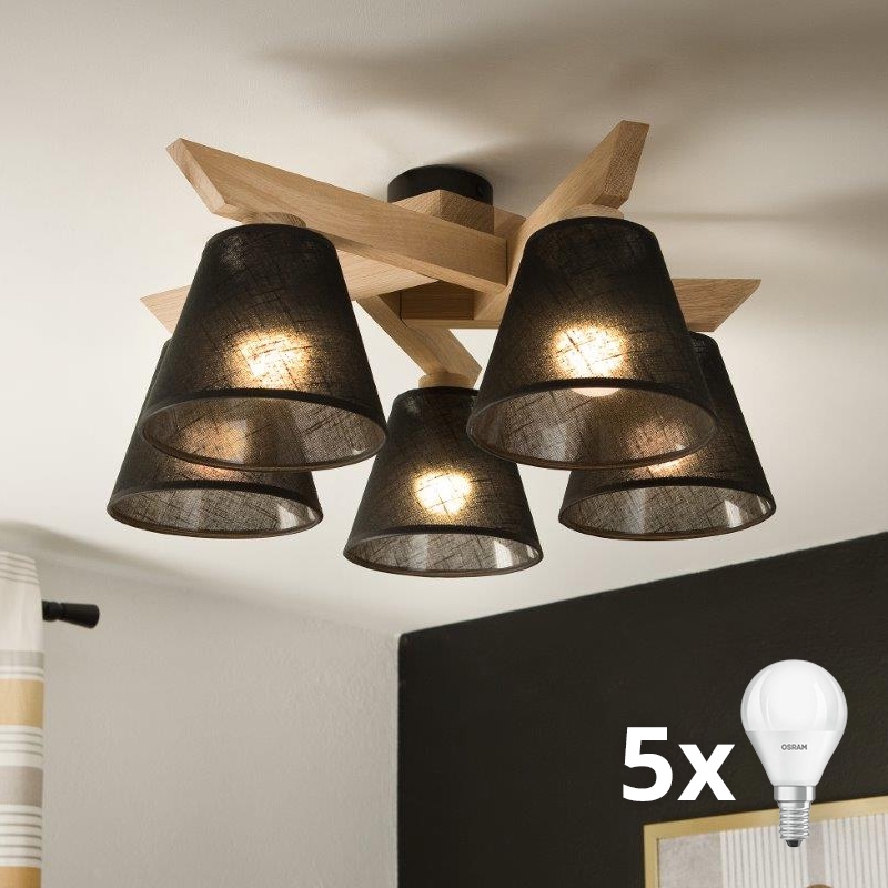 Brilagi - LED  Plafonnier ANTHONY 5xE14/40W/230V chêne/noir