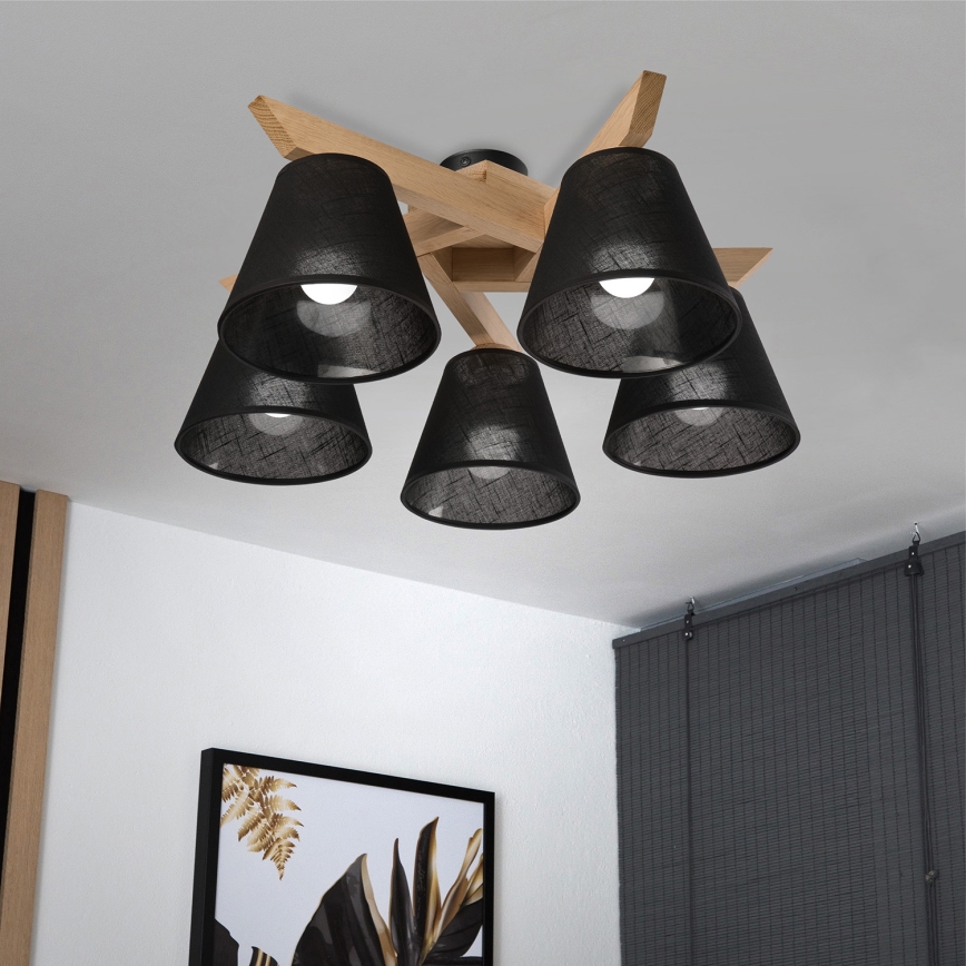 Brilagi - LED  Plafonnier ANTHONY 5xE14/40W/230V chêne/noir