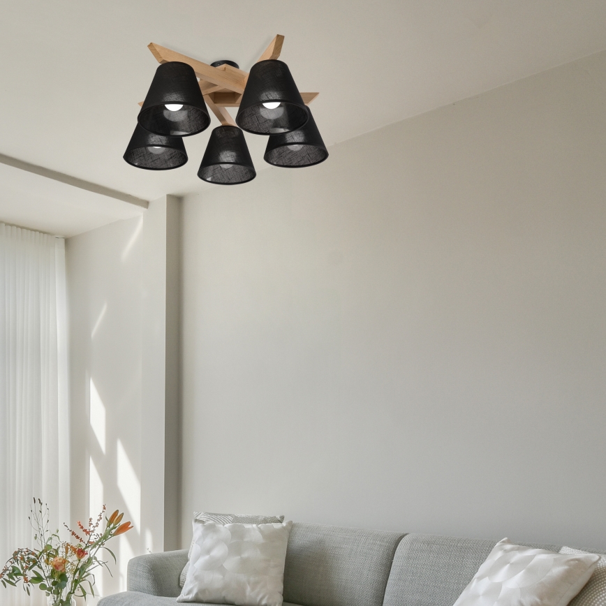 Brilagi - LED  Plafonnier ANTHONY 5xE14/40W/230V chêne/noir