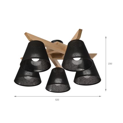 Brilagi - LED  Plafonnier ANTHONY 5xE14/40W/230V chêne/noir