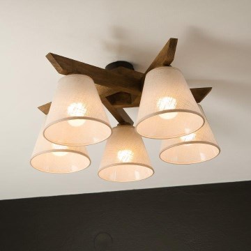 Brilagi - LED  Plafonnier ANTHONY 5xE14/40W/230V chêne noyer/beige