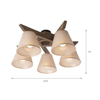 Brilagi - LED  Plafonnier ANTHONY 5xE14/40W/230V chêne noyer/beige