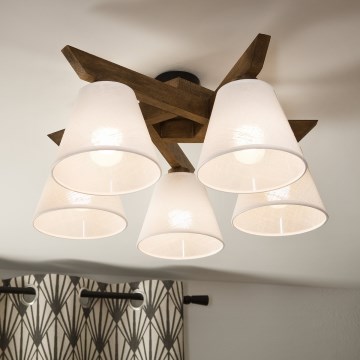 Brilagi - LED  Plafonnier ANTHONY 5xE14/40W/230V chêne noyer/blanc