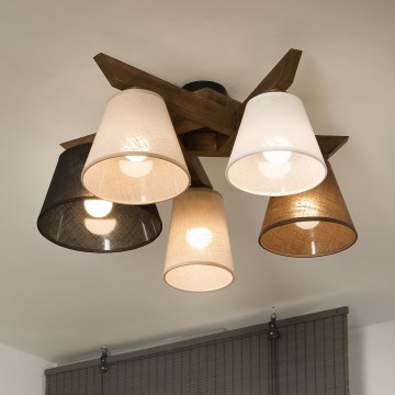 Brilagi - LED  Plafonnier ANTHONY 5xE14/40W/230V chêne noyer