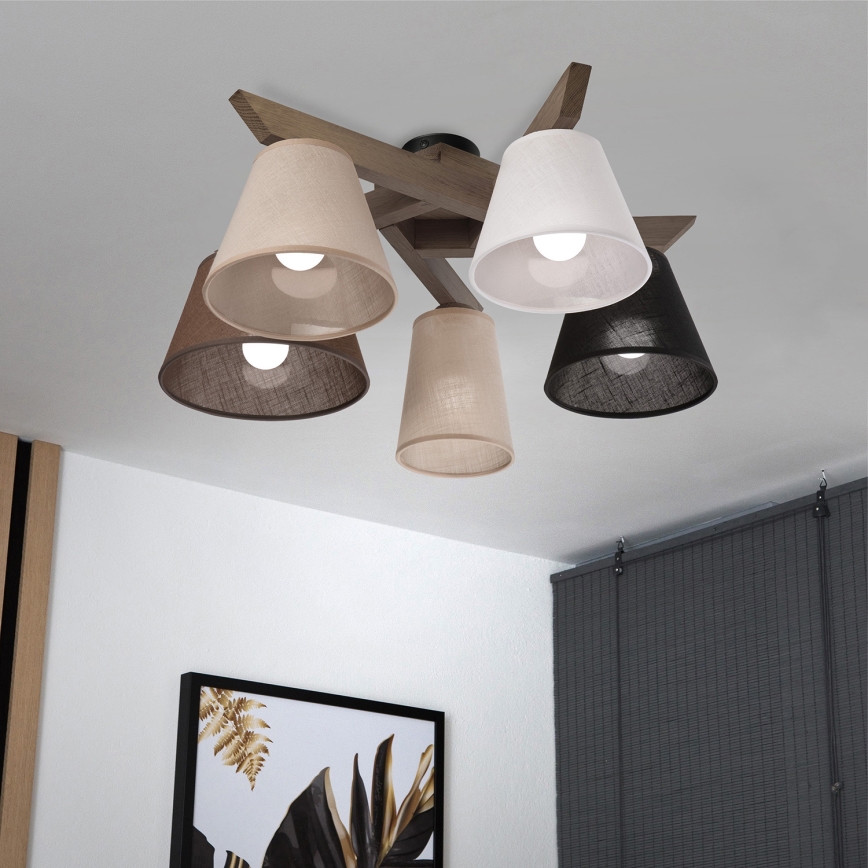 Brilagi - LED  Plafonnier ANTHONY 5xE14/40W/230V chêne noyer