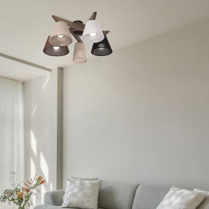 Brilagi - LED  Plafonnier ANTHONY 5xE14/40W/230V chêne noyer