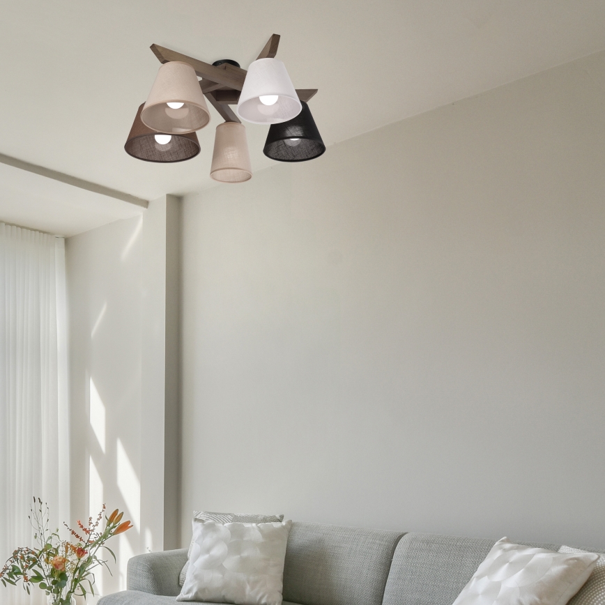 Brilagi - LED  Plafonnier ANTHONY 5xE14/40W/230V chêne noyer