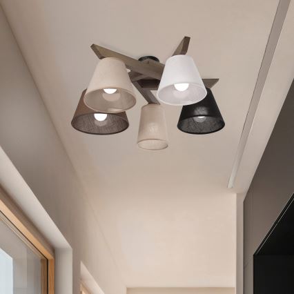 Brilagi - LED  Plafonnier ANTHONY 5xE14/40W/230V chêne noyer