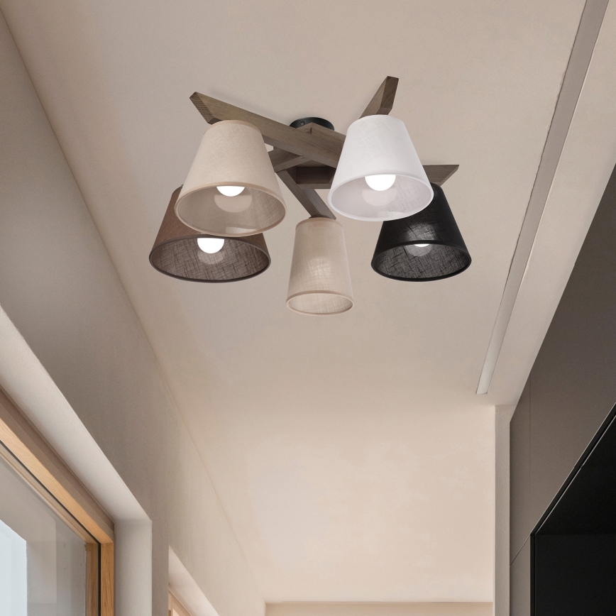 Brilagi - LED  Plafonnier ANTHONY 5xE14/40W/230V chêne noyer