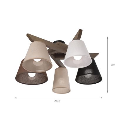 Brilagi - LED  Plafonnier ANTHONY 5xE14/40W/230V chêne noyer