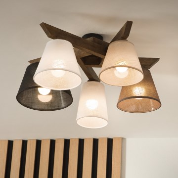 Brilagi - LED  Plafonnier ANTHONY 5xE14/40W/230V chêne noyer