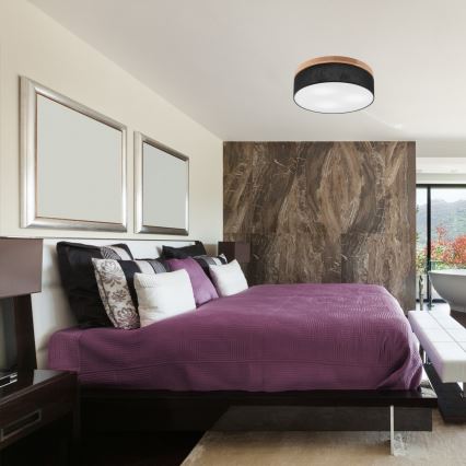 Brilagi - LED Plafonnier BELLADONNA 3xE27/15W/230V d.50 cm noir/chêne