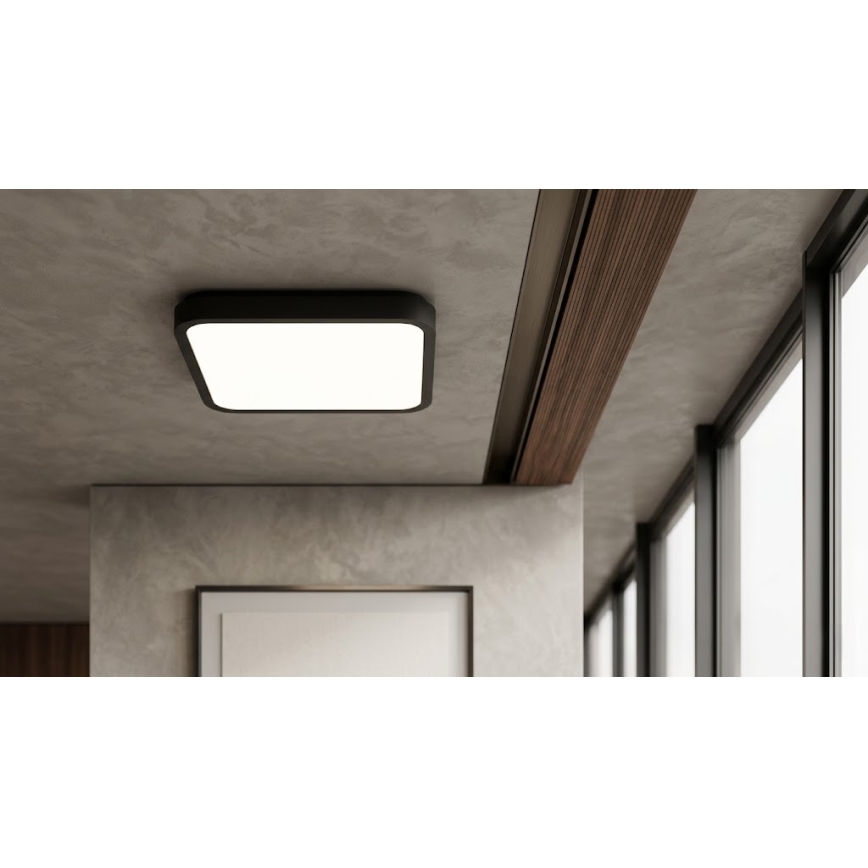 Brilagi - Plafonnier LED pour salle de bains avec capteur ZENNA LED/24W/230V 34,5x34,5 cm IP44 noir + télécommande