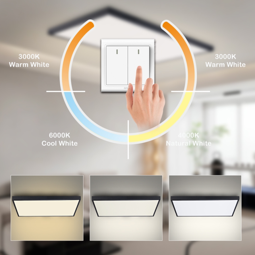 Brilagi - Plafonnier LED pour salle de bains FRAME LED/96W/230V 120x60 cm 3000/4000/6000K IP44 noir