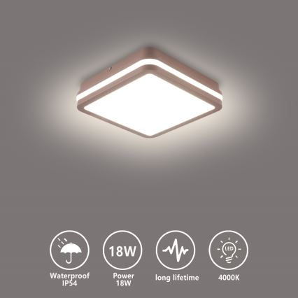 Brilagi - Plafonnier extérieur LED BENE LED/18W/230V 21,5x21,5 cm marron IP54