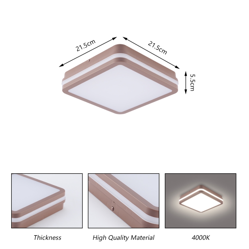 Brilagi - Plafonnier extérieur LED BENE LED/18W/230V 21,5x21,5 cm marron IP54