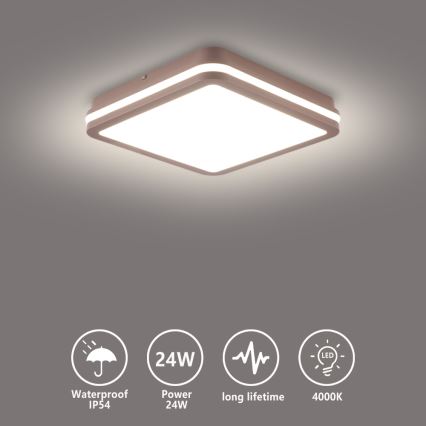 Brilagi - Plafonnier d'extérieur LED BENE LED/24W/230V 26x26 cm marron IP54