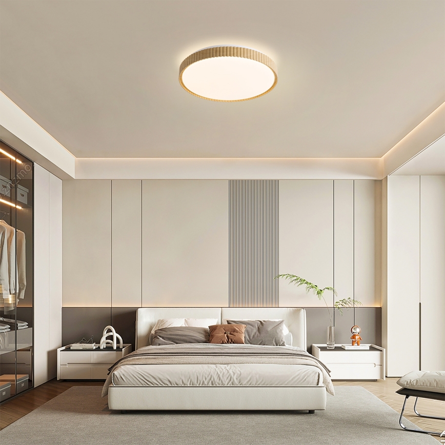 Brilagi - Plafonnier LED dimmable CORVO LED/72W/230V 3000-6000K décor bois Ø 50 cm + télécommande incluse