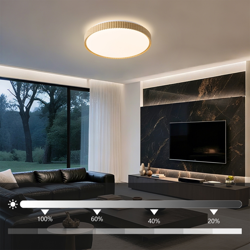Brilagi - Plafonnier LED dimmable CORVO LED/72W/230V 3000-6000K décor bois Ø 50 cm + télécommande incluse