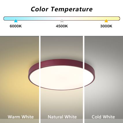 Brilagi - Plafonnier LED dimmable POOL LED/36W/230V 3000–6000K Ø 30 cm bordeaux + télécommande