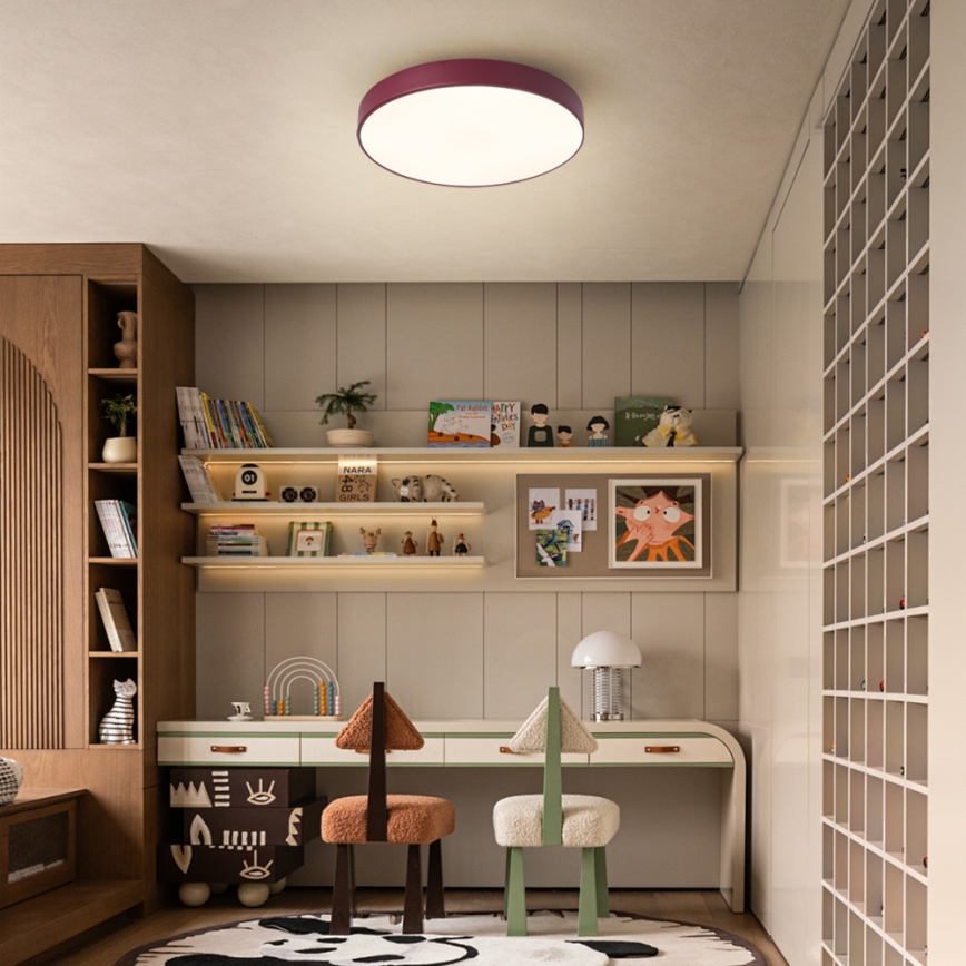 Brilagi - Plafonnier LED dimmable POOL LED/36W/230V 3000–6000K Ø 30 cm bordeaux + télécommande