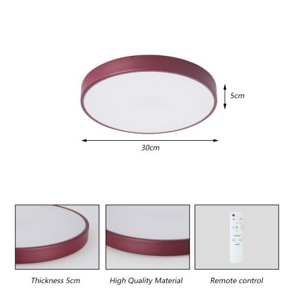 Brilagi - Plafonnier LED dimmable POOL LED/36W/230V 3000–6000K Ø 30 cm bordeaux + télécommande