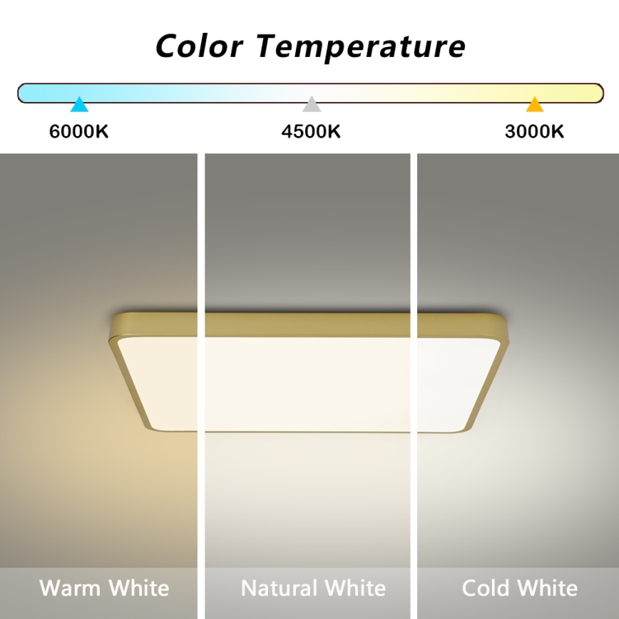 Brilagi - plafonnier LED dimmable POOL LED/36W/230V 3000-6000K 40x40 cm doré + télécommande