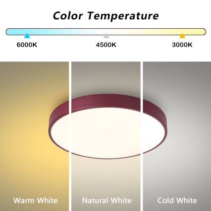 Brilagi - Plafonnier LED dimmable POOL LED/48W/230V 3000-6000K Ø 40 cm bordeaux + télécommande