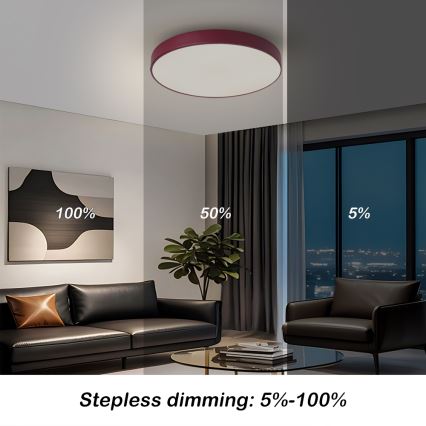 Brilagi - Plafonnier LED dimmable POOL LED/48W/230V 3000-6000K Ø 40 cm bordeaux + télécommande