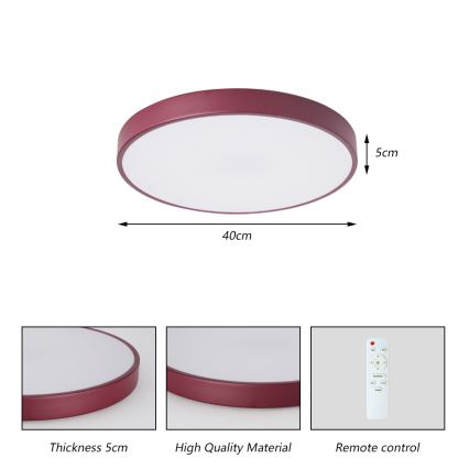 Brilagi - Plafonnier LED dimmable POOL LED/48W/230V 3000-6000K Ø 40 cm bordeaux + télécommande