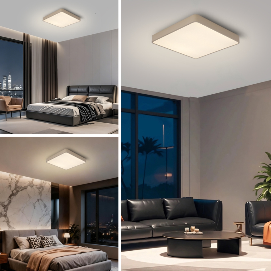 Brilagi - Plafonnier LED dimmable POOL LED/48W/230V 3000-6000K 50x50 cm beige + télécommande