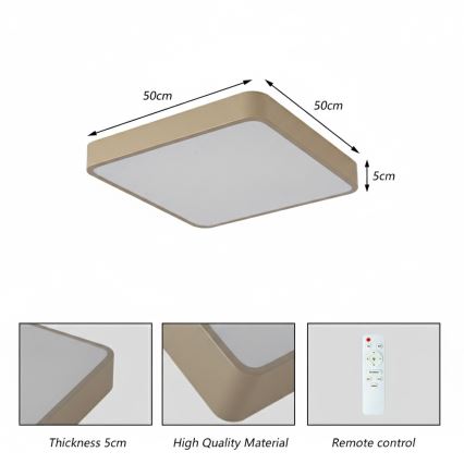 Brilagi - Plafonnier LED dimmable POOL LED/48W/230V 3000-6000K 50x50 cm beige + télécommande