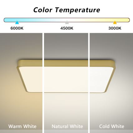 Brilagi - Plafonnier LED dimmable POOL LED/48W/230V 3000-6000K 50x50 cm doré + télécommande