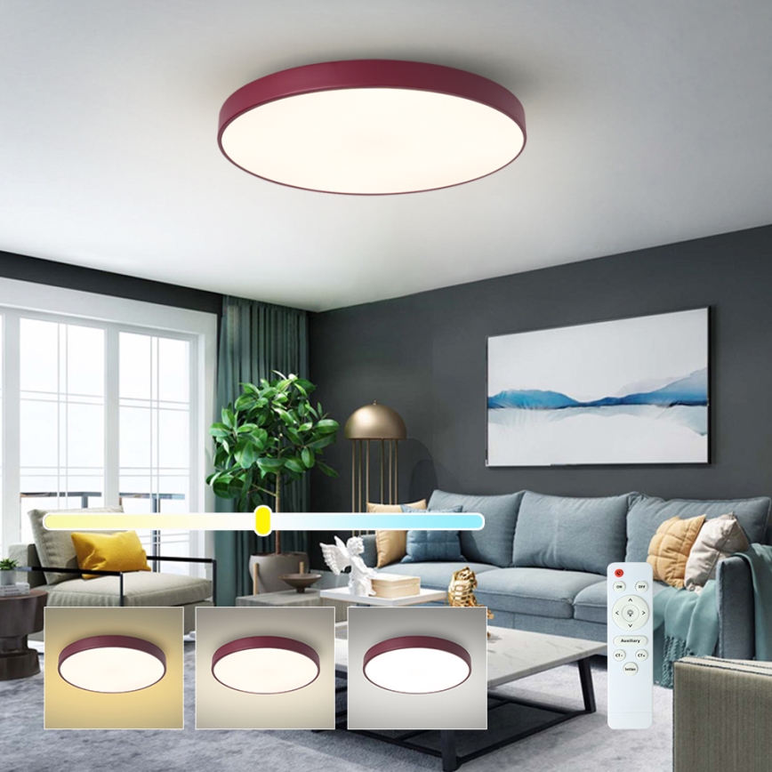 Brilagi - Plafonnier LED dimmable POOL LED/60W/230V 3000-6000K Ø 60 cm bordeaux + télécommande