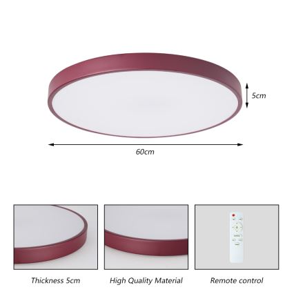 Brilagi - Plafonnier LED dimmable POOL LED/60W/230V 3000-6000K Ø 60 cm bordeaux + télécommande