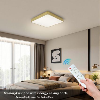 BRILAGI - plafonnier LED dimmable POOL SQUARE LED/36W/230V 3000-6000K 40x40 cm doré + télécommande