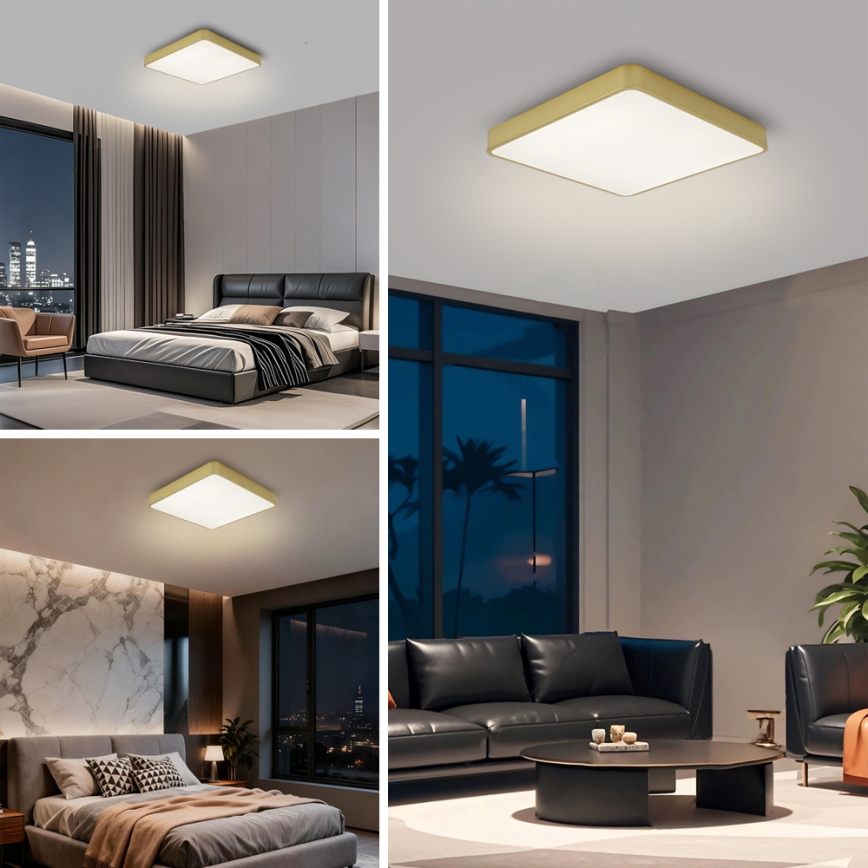 BRILAGI - plafonnier LED dimmable POOL SQUARE LED/36W/230V 3000-6000K 40x40 cm doré + télécommande