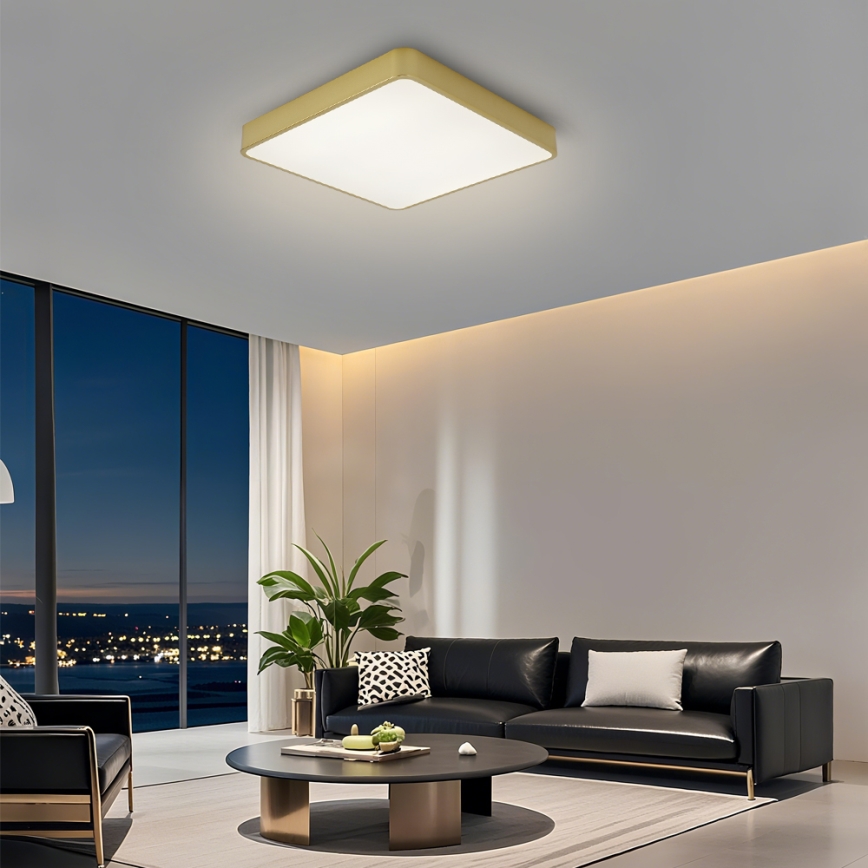 BRILAGI - Plafonnier LED dimmable POOL SQUARE LED/48W/230V 3000-6000K 50x50 cm doré + télécommande